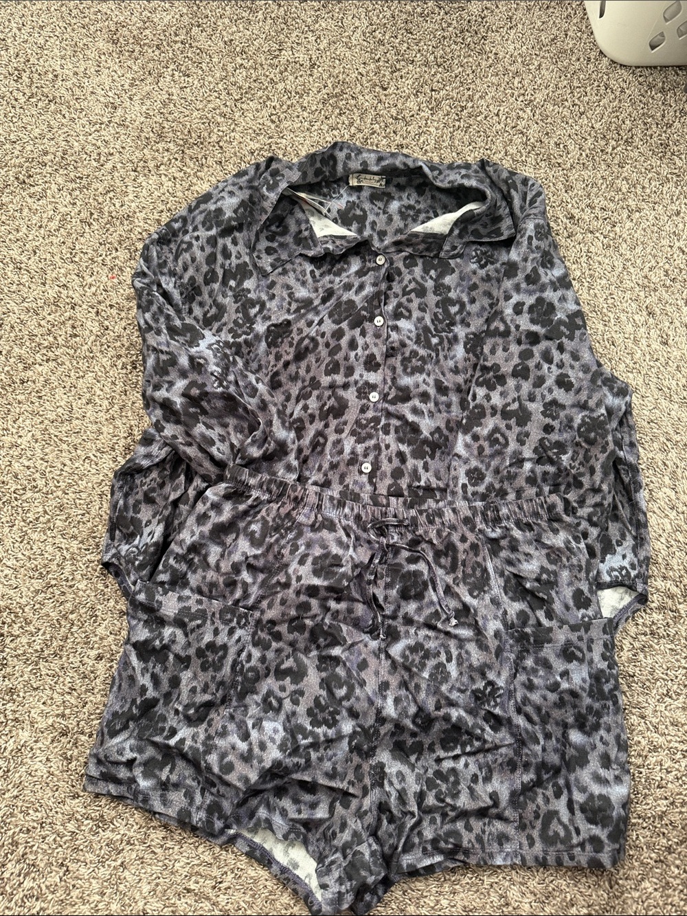 Free People Gray and Black Leopard pajamas